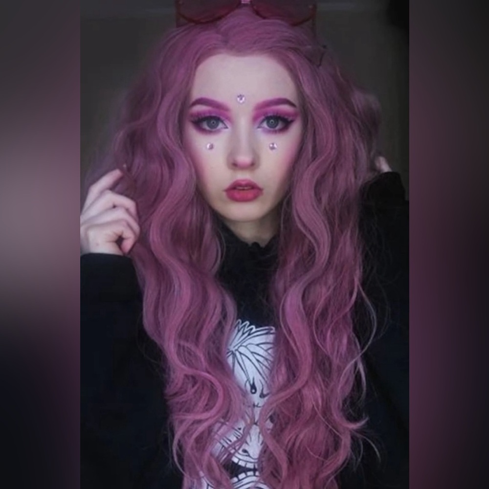 Purple 22”  BOHEMIAN WAVY  Lace Front Wig NEW